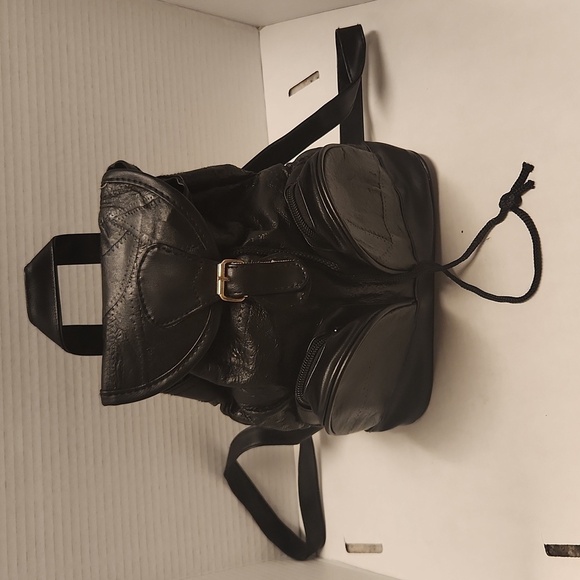Backpack mini purse guine leather body simulated trim - Picture 1 of 17